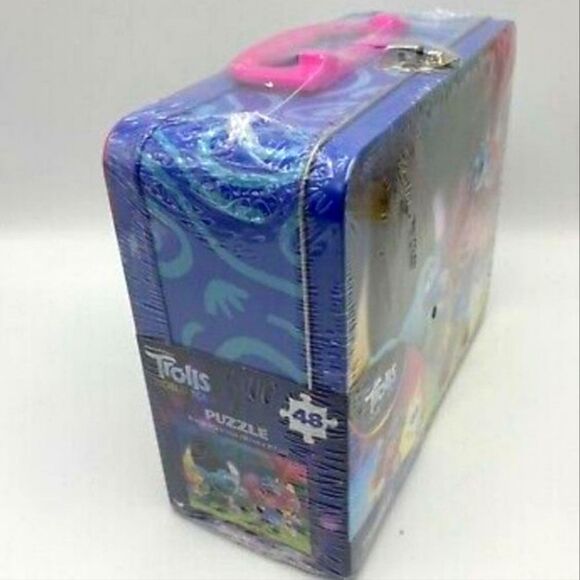 NIB Trolls World Tour Tin Lunch Box w/ Puzzle - Picture 3 of 5